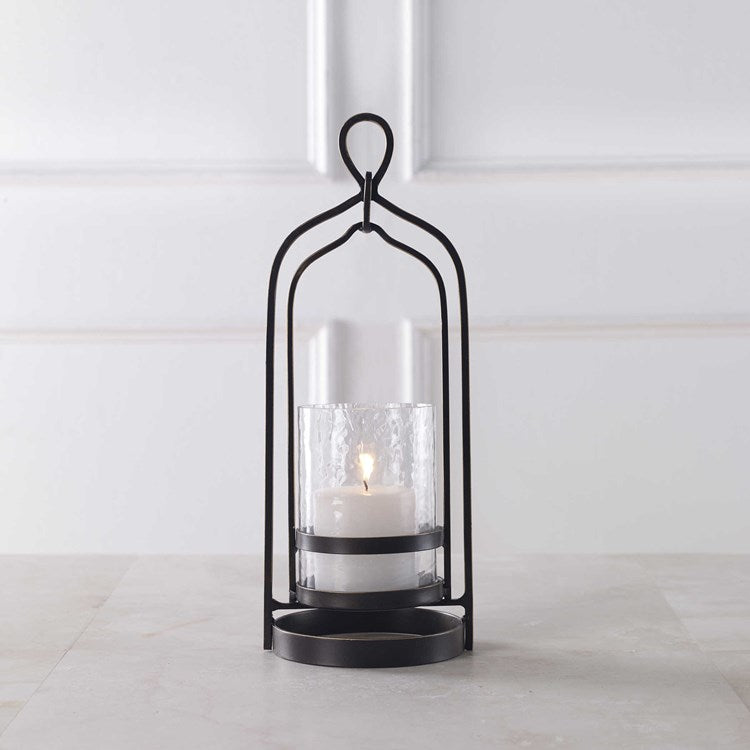 Uttermost Shepherd  Dark Bronze and Textured Glass Hurricane Candleholder ~ Candle Included - Image 1