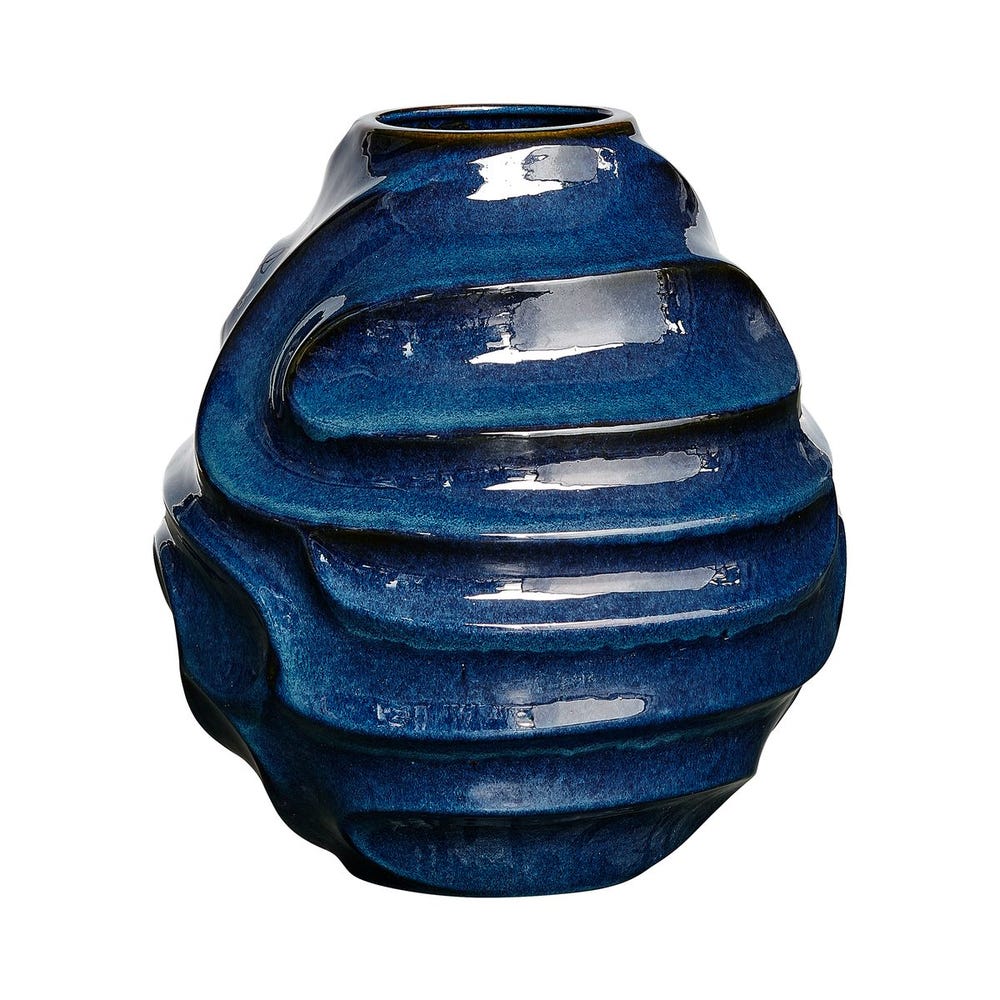 Uttermost Helix Blue Glaze Swirl Vase ~ Indoor And Outdoor Use - Image 3