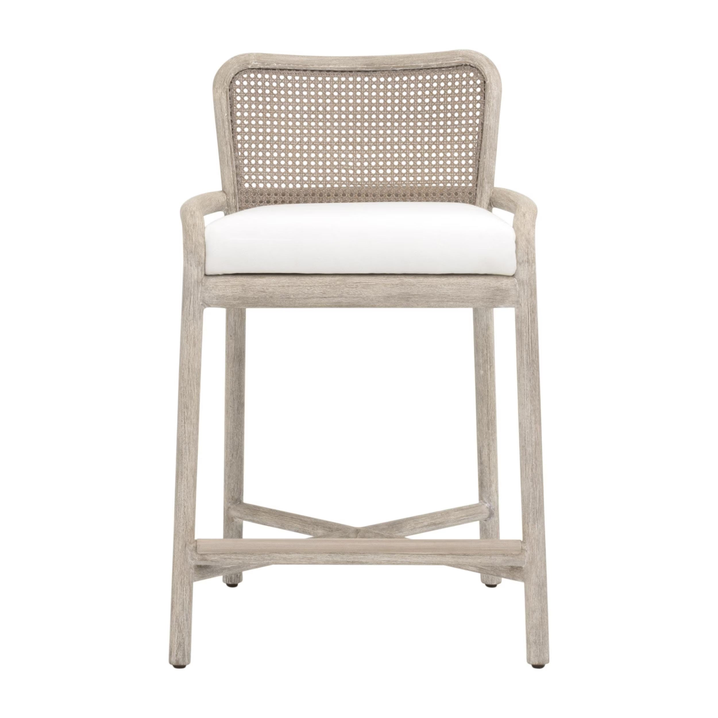 Essentials For Living Avalon Counter Stool ~ LiveSmart Peyton Pearl With Natural Gray Mahogany Frame And Cane - Image 1