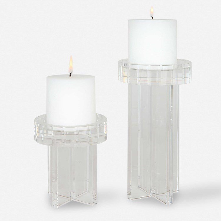 Uttermost Crystal Pillar Set of 2 Candle Holders ~ Candles Included - Image 2