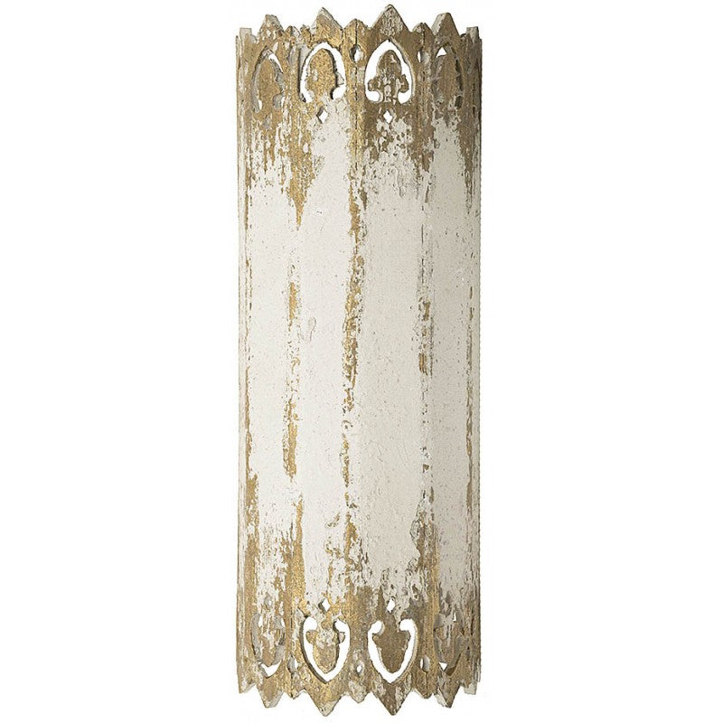 Provence Home Distressed Cream & Gold Carved Wood Set of 2 Wall Sconces