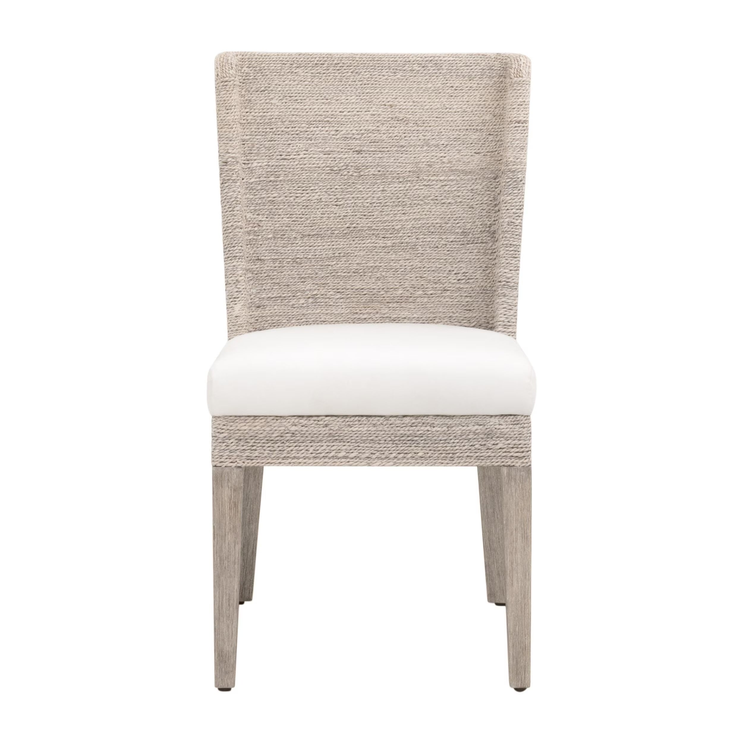 Essentials For Living Isle Dining Chairs ~ White Wash Abaca Rope, LiveSmart Peyton Pearl, Natural Gray Mahogany ~ Set Of Two - Image 1