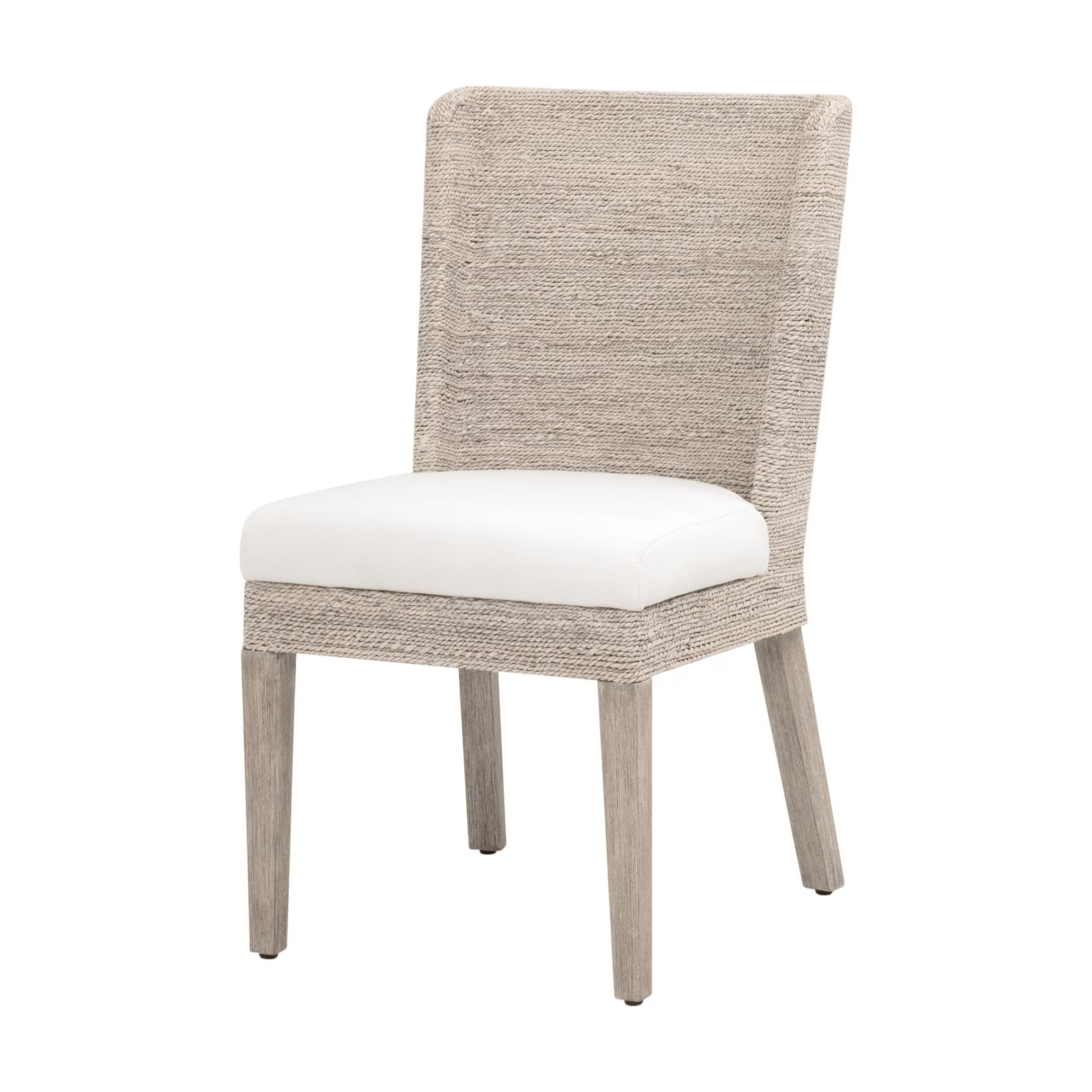 Essentials For Living Isle Dining Chairs ~ White Wash Abaca Rope, LiveSmart Peyton Pearl, Natural Gray Mahogany ~ Set Of Two - Image 2