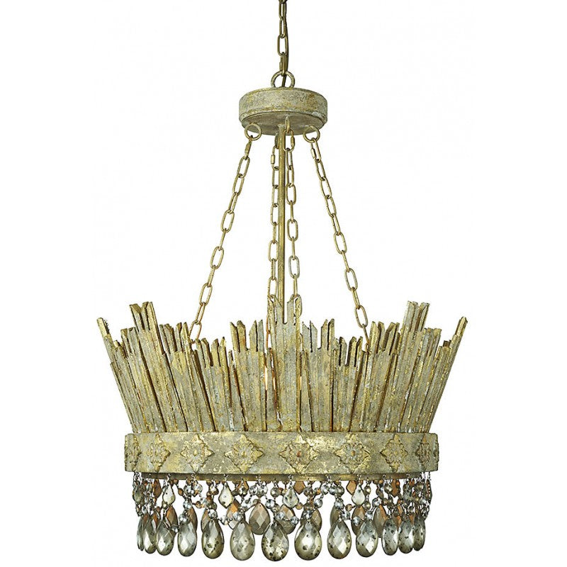 Provence Home Antique Gold Carved Wood Chandelier - Image 2