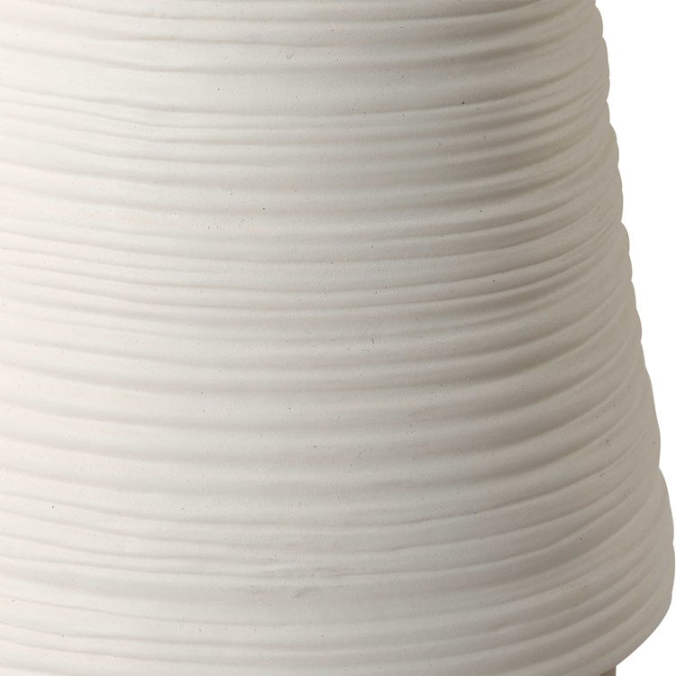 Uttermost Ridgeline White Textured Ceramic With Gold Metal Base Set of 2 Vases - Image 3