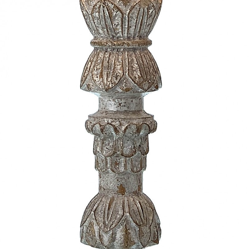 Provence Home Distressed Beige Metal Table Lamp with Linen Shade - Image 2