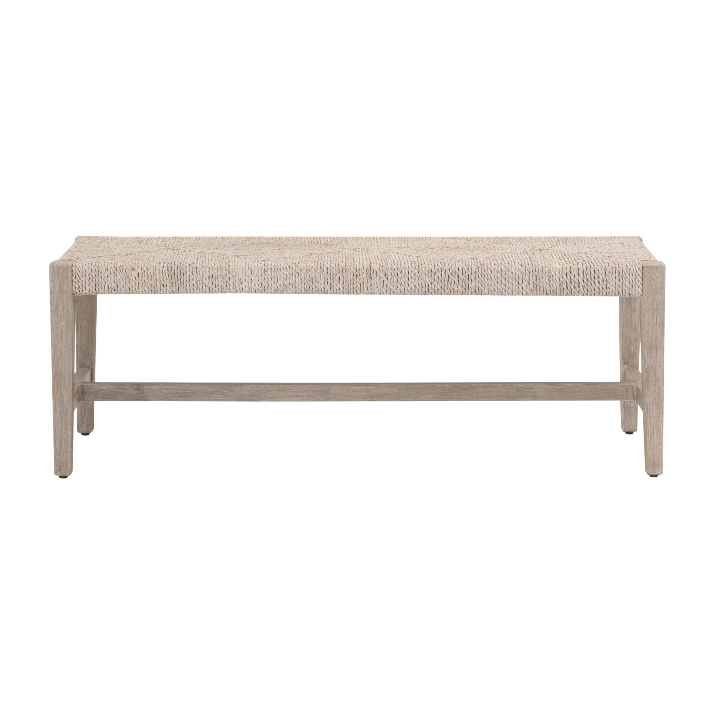 Essentials For Living Malay Bench ~ White Wash Abaca Rope, Natural Gray Mahogany