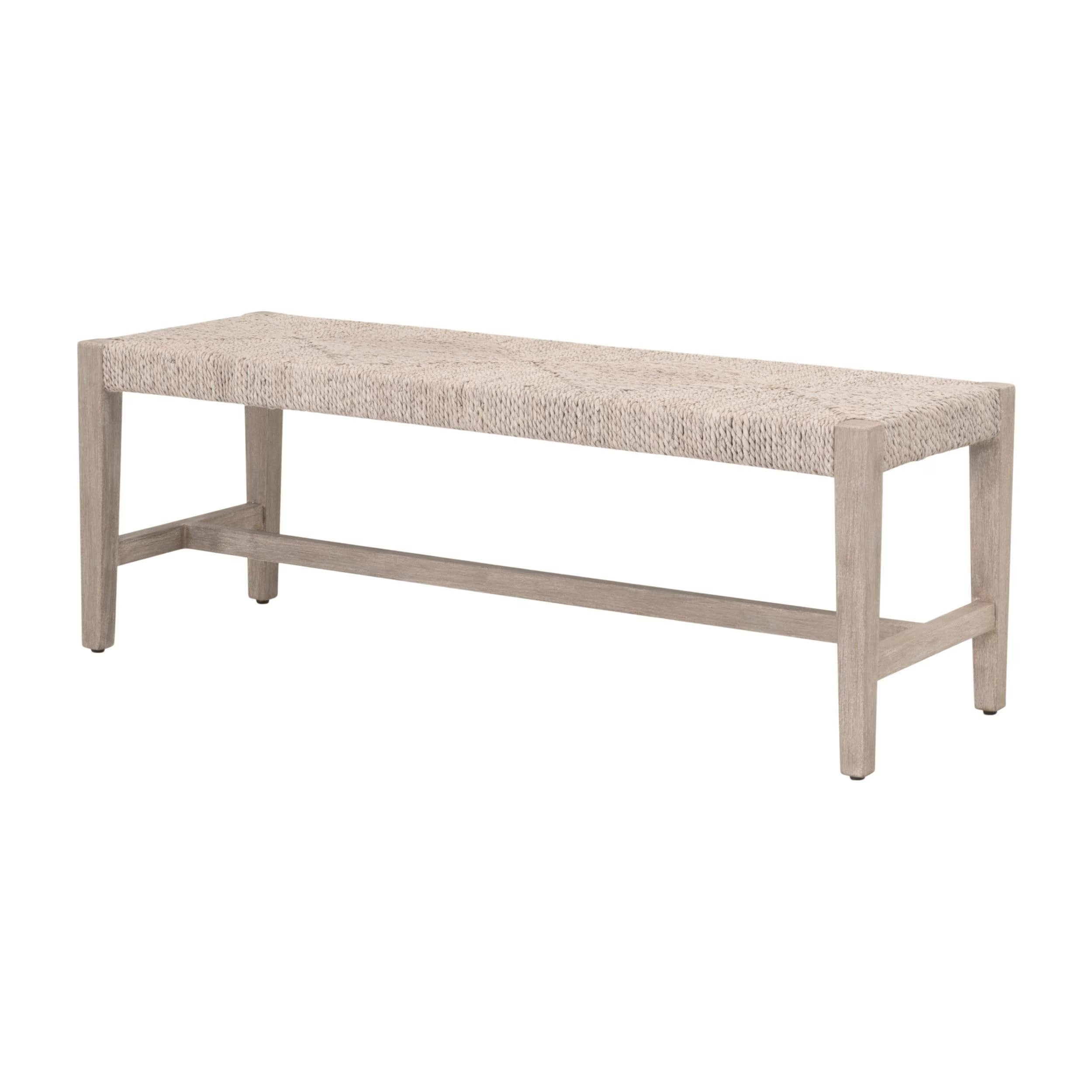 Essentials For Living Malay Bench ~ White Wash Abaca Rope, Natural Gray Mahogany - Image 2