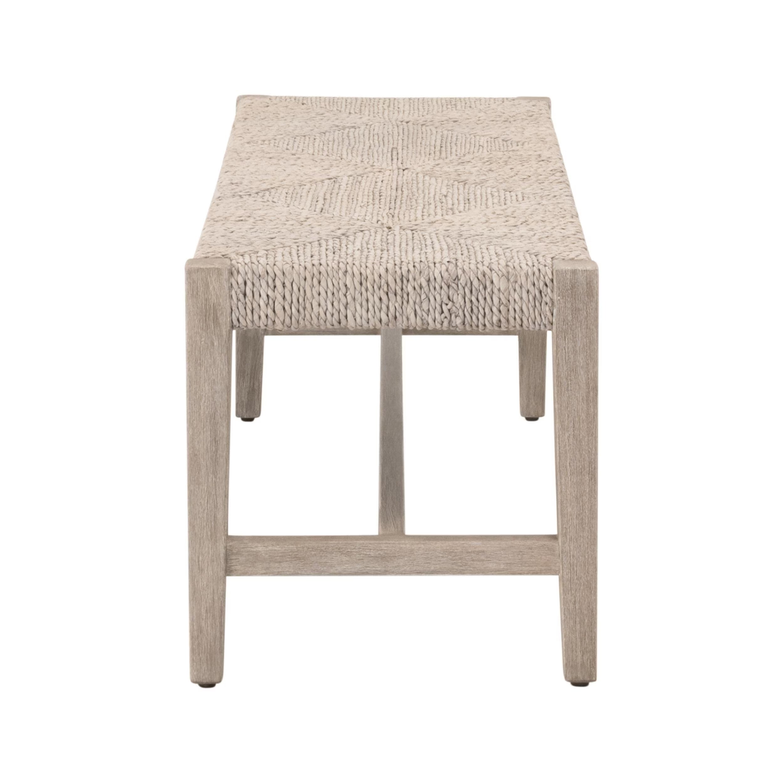 Essentials For Living Malay Bench ~ White Wash Abaca Rope, Natural Gray Mahogany - Image 3