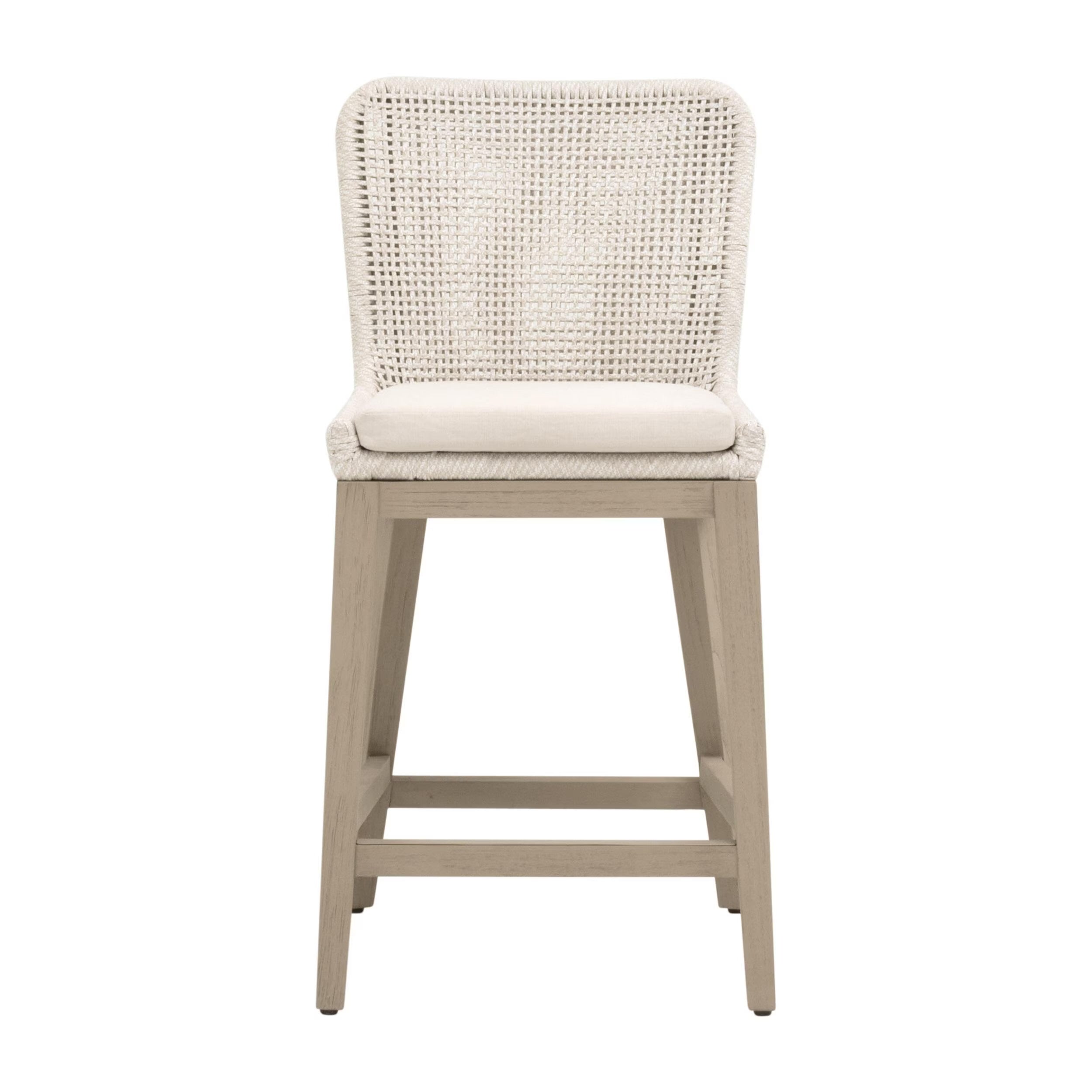 Essentials For Living Mesh Counter Stool ~ Antique Lace Flat Rope, Performance Shell, Washed Ever Teak - Image 1