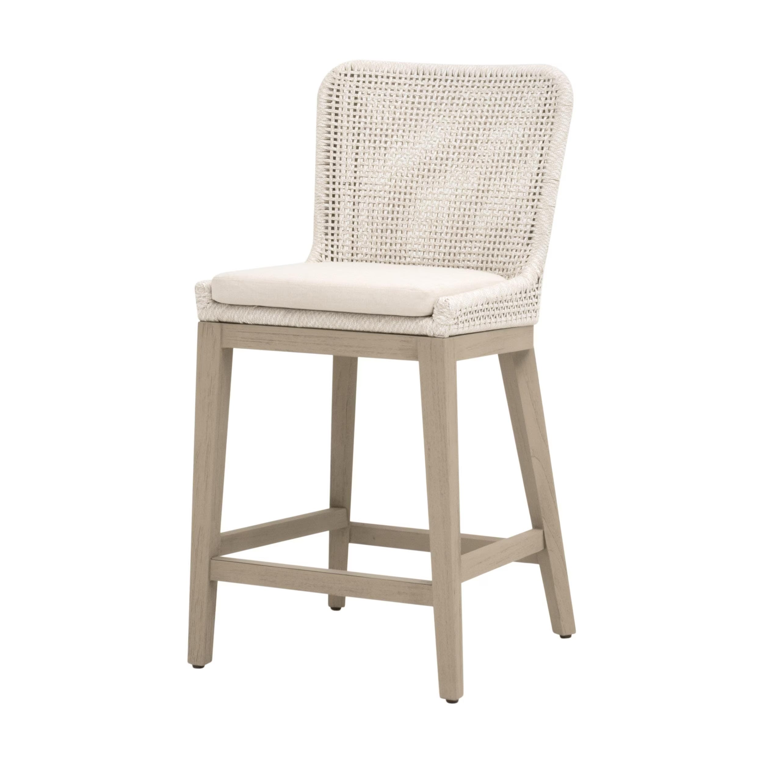 Essentials For Living Mesh Counter Stool ~ Antique Lace Flat Rope, Performance Shell, Washed Ever Teak - Image 2