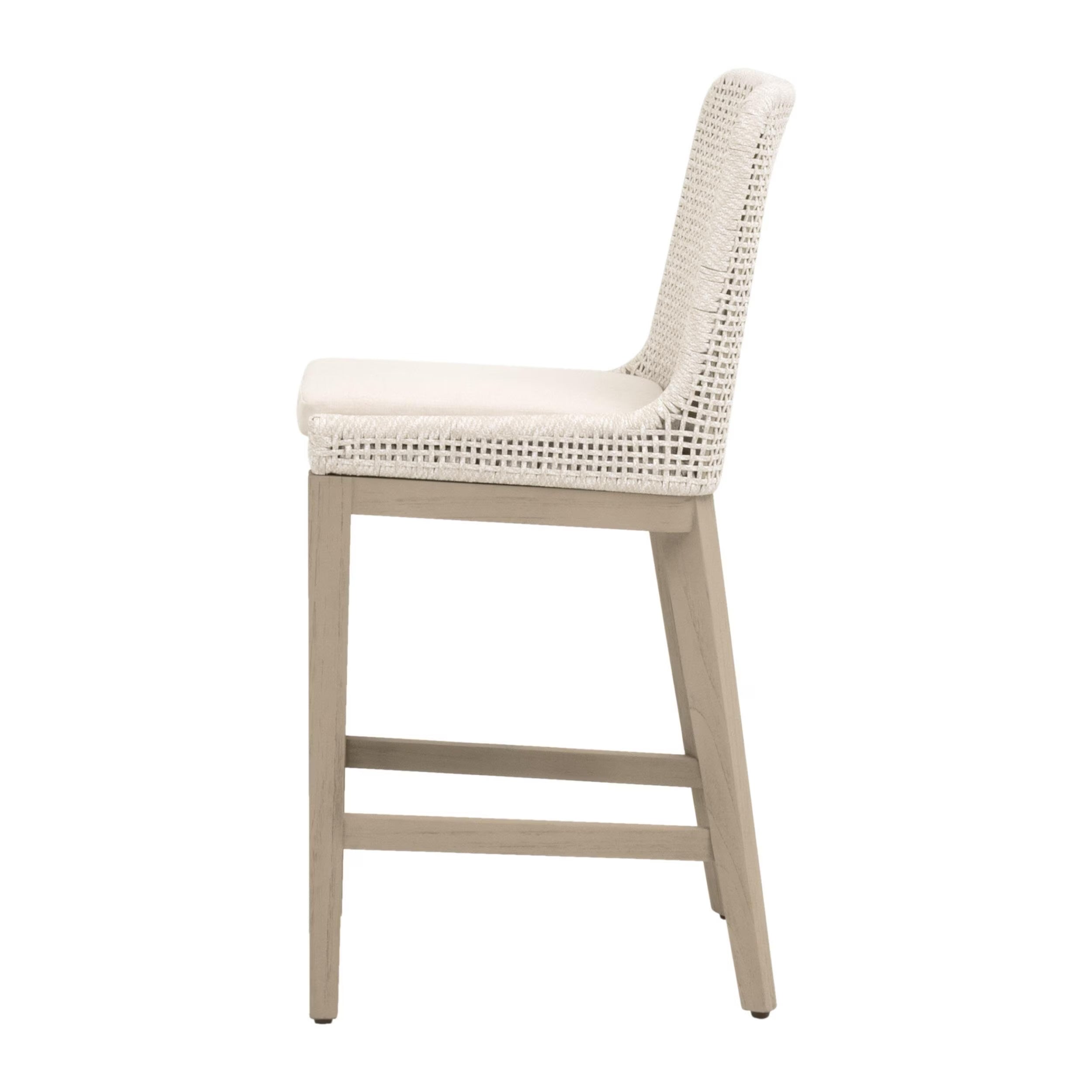 Essentials For Living Mesh Counter Stool ~ Antique Lace Flat Rope, Performance Shell, Washed Ever Teak - Image 3
