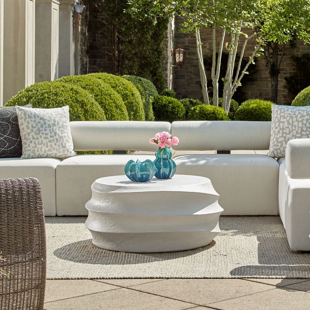 Uttermost Winded White Concrete Coffee Table ~ Indoor And Outdoor Use - Image 1