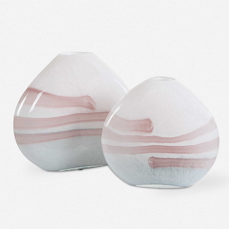 Uttermost Blush Swirl Glass Set of 2 Vases - Image 2