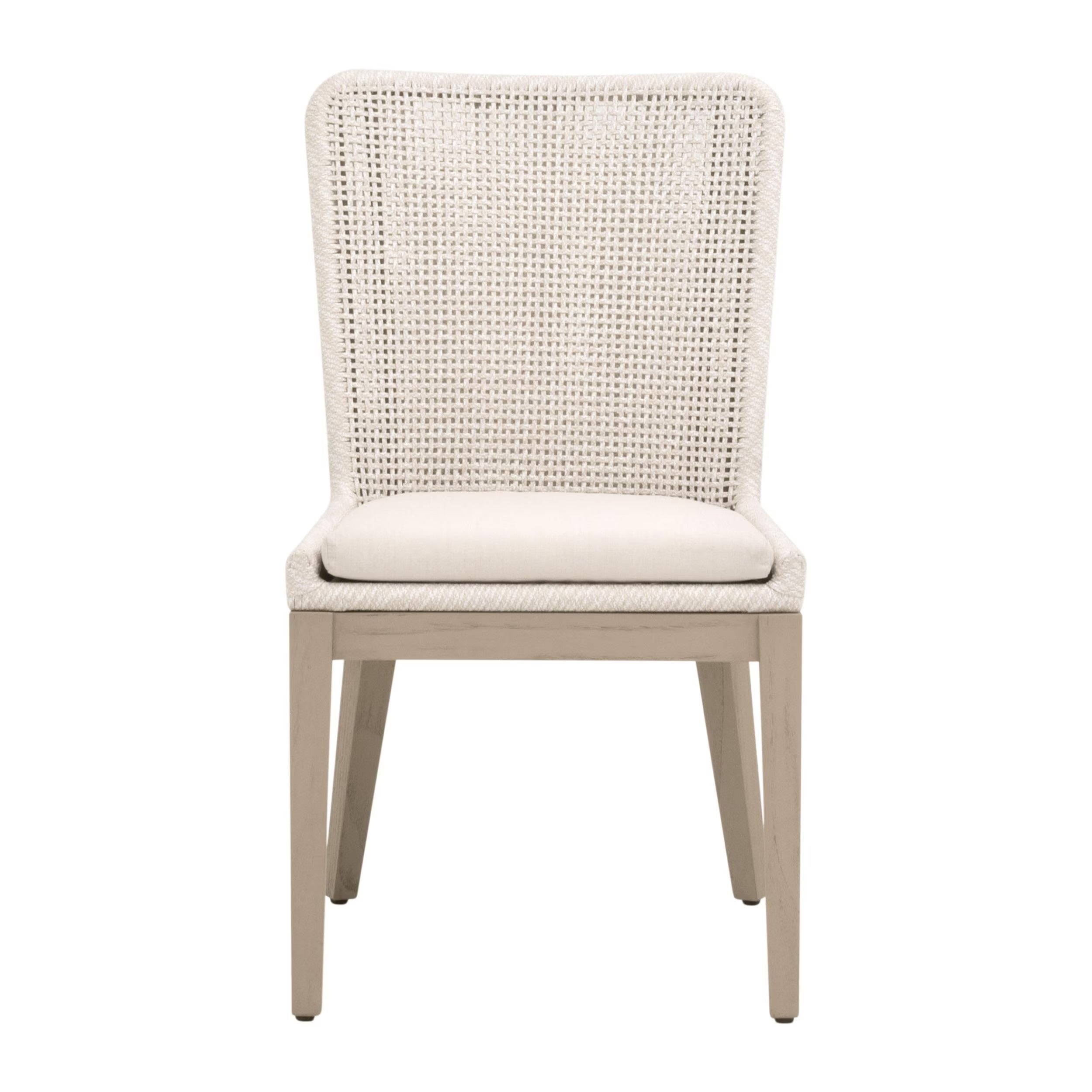 Essentials For Living Mesh Dining Chairs ~ Antique Lace Flat Rope, Performance Shell, Washed Ever Teak ~ Set Of Two - Image 1