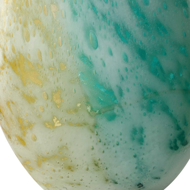 Uttermost High Tide Teal, Amber and Gold Bubble Glass Set of 2 Vases - Image 3