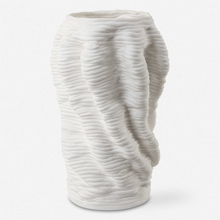 Uttermost Stratified Matte White Glaze Modern Organic Vase - Image 2