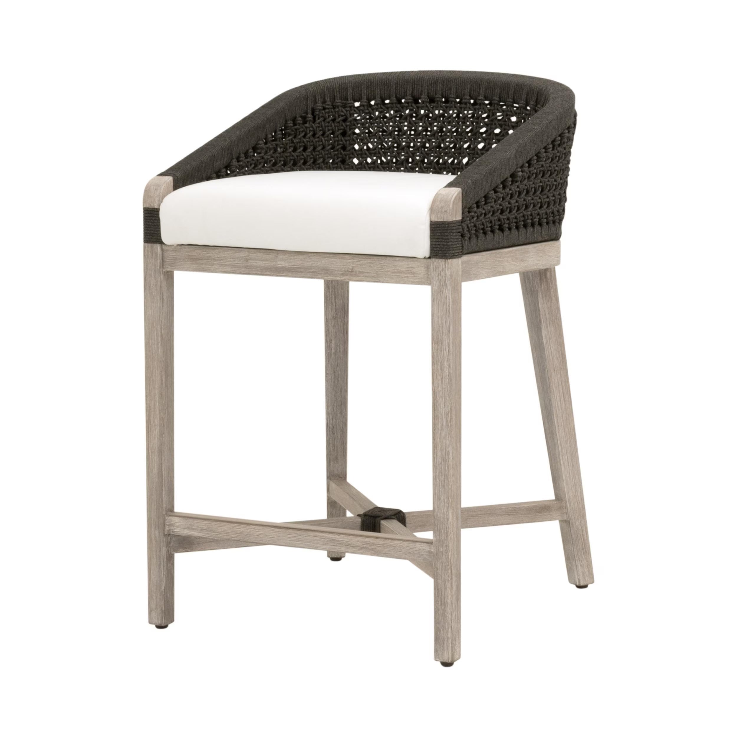 Essentials For Living Montecito Counter Stool~ Anthracite Round Rope, LiveSmart Peyton Pearl With Natural Gray Mahogany Frame - Image 2