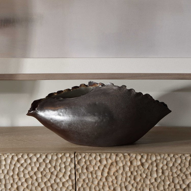 Uttermost Blossom Bronzed Metallic Ceramic Modern Organic Vase - Image 1