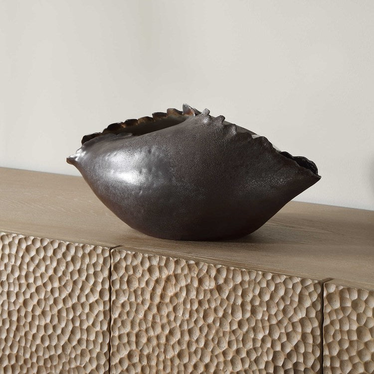 Uttermost Blossom Bronzed Metallic Ceramic Modern Organic Vase - Image 3