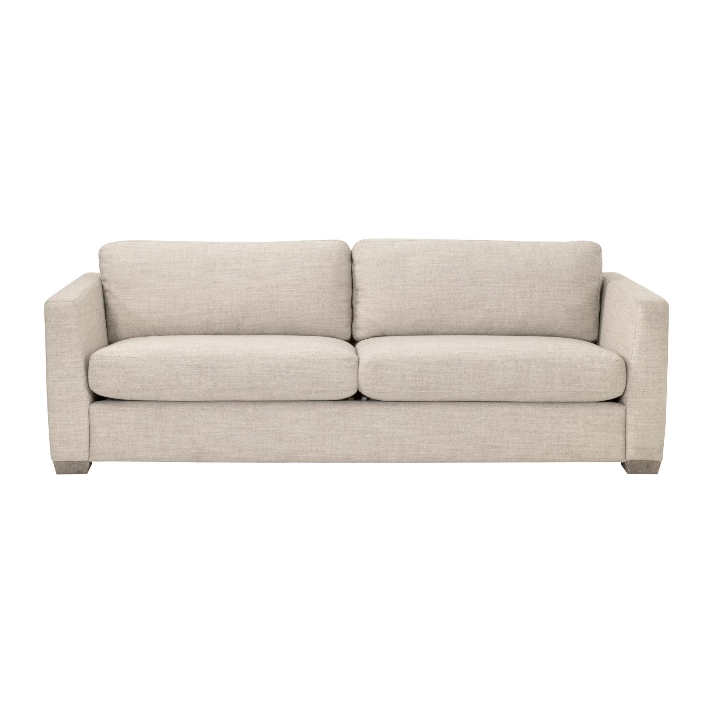 Essentials For Living Neiman 95” Taper Arm Sofa ~ Performance Flax Linen, Natural Gray Oak