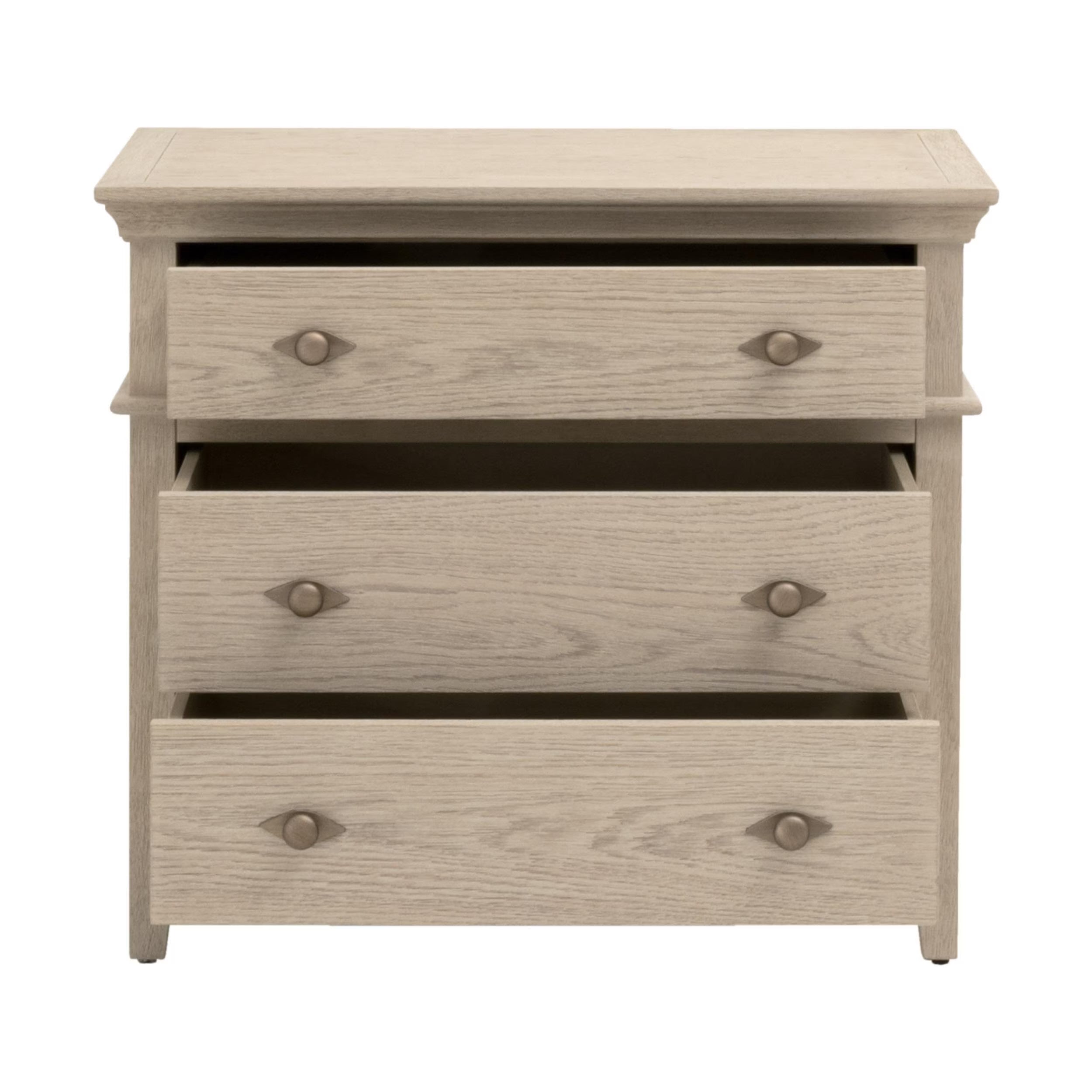 Essentials For Living Oxford Three- Drawer Nightstand ~ White Washed Oak - Image 2