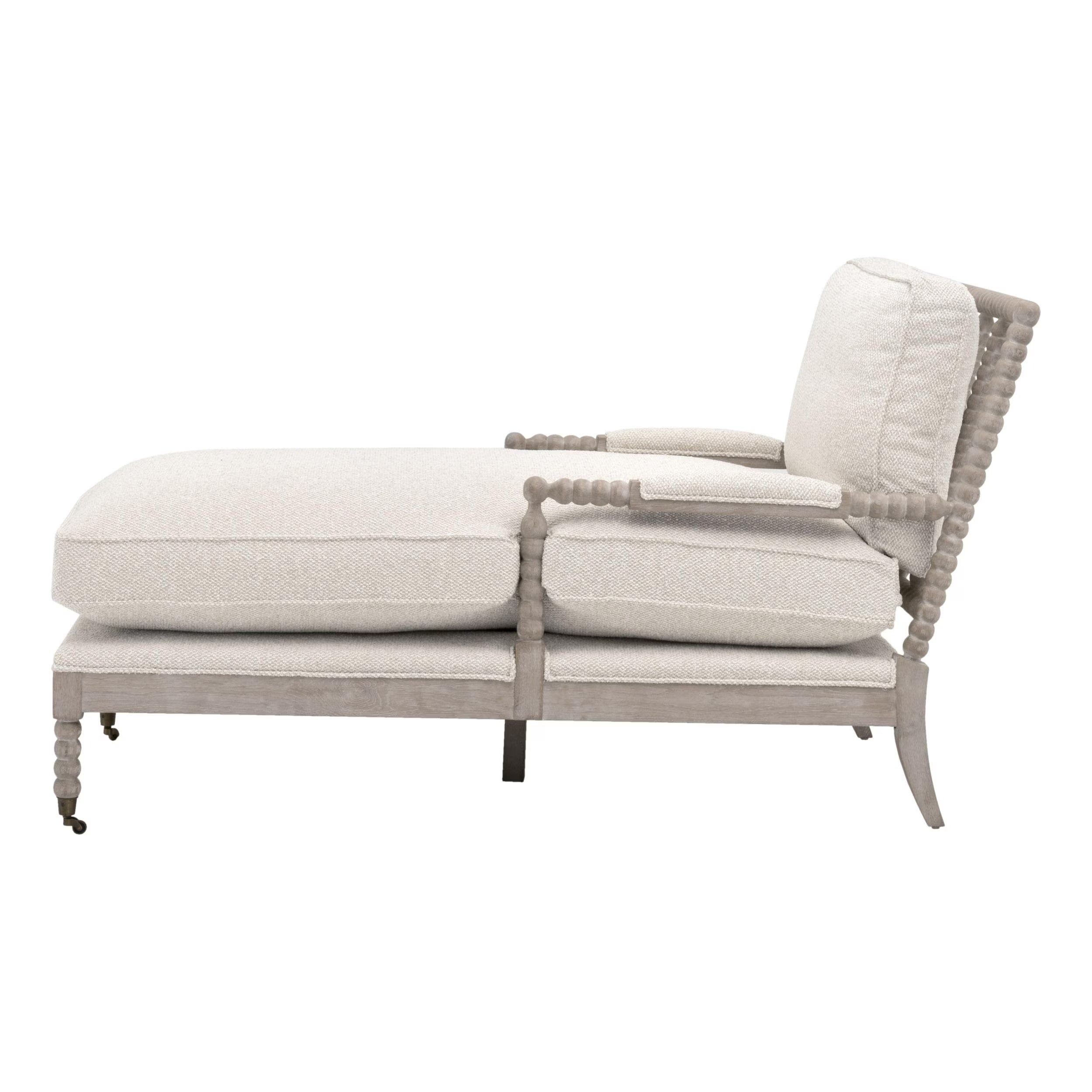 Essentials For Living Rouleau Chaise Lounge ~ LiveSmart Gellar Linen, Natural Gray Oak - Image 3