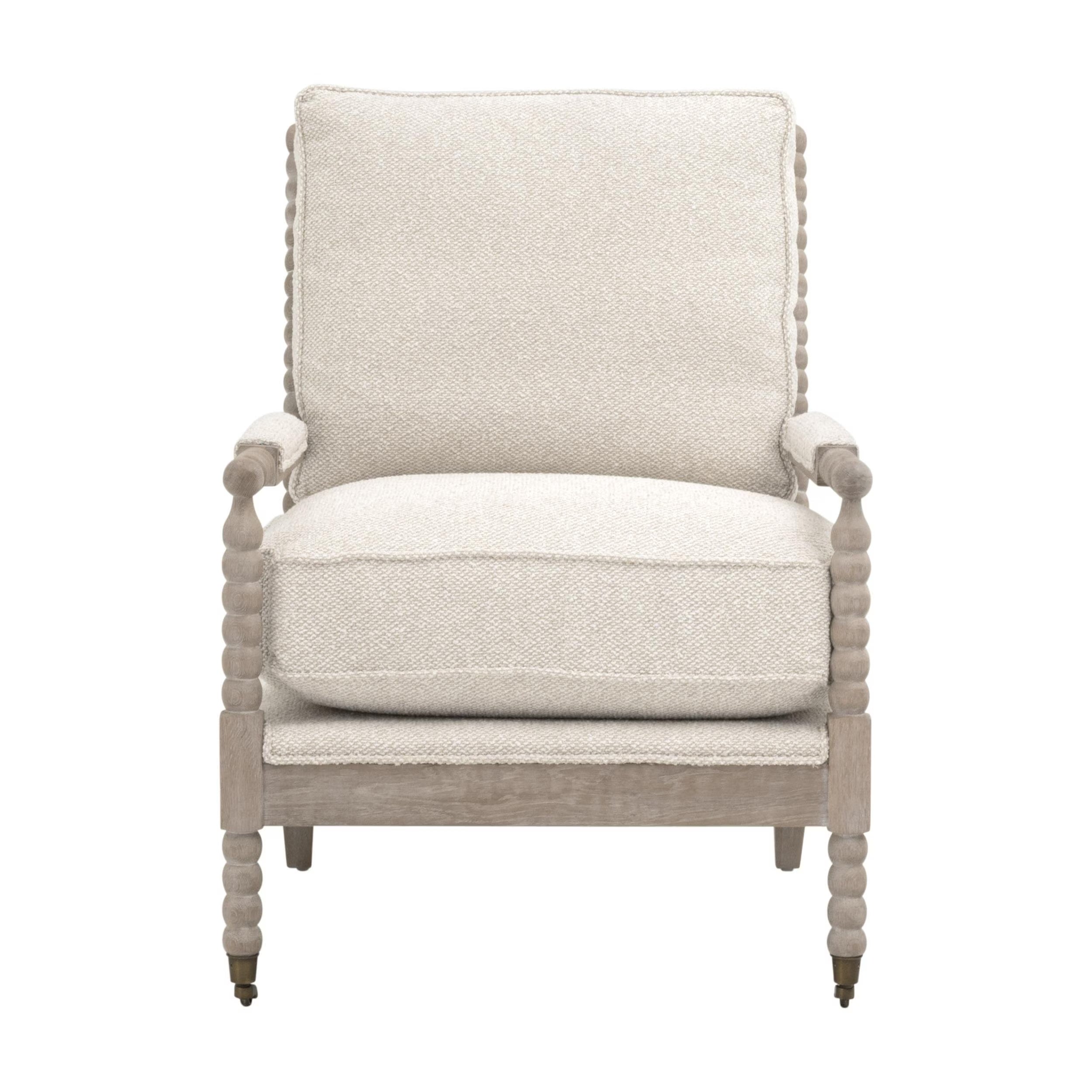 Essentials For Living Rouleau Club Chair ~ LiveSmart Gellar Linen, Natural Gray Oak