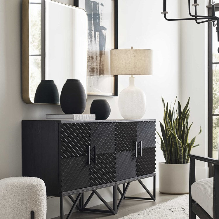 Uttermost Hearth Matte Black Glass Set of 3 Vases - Image 2