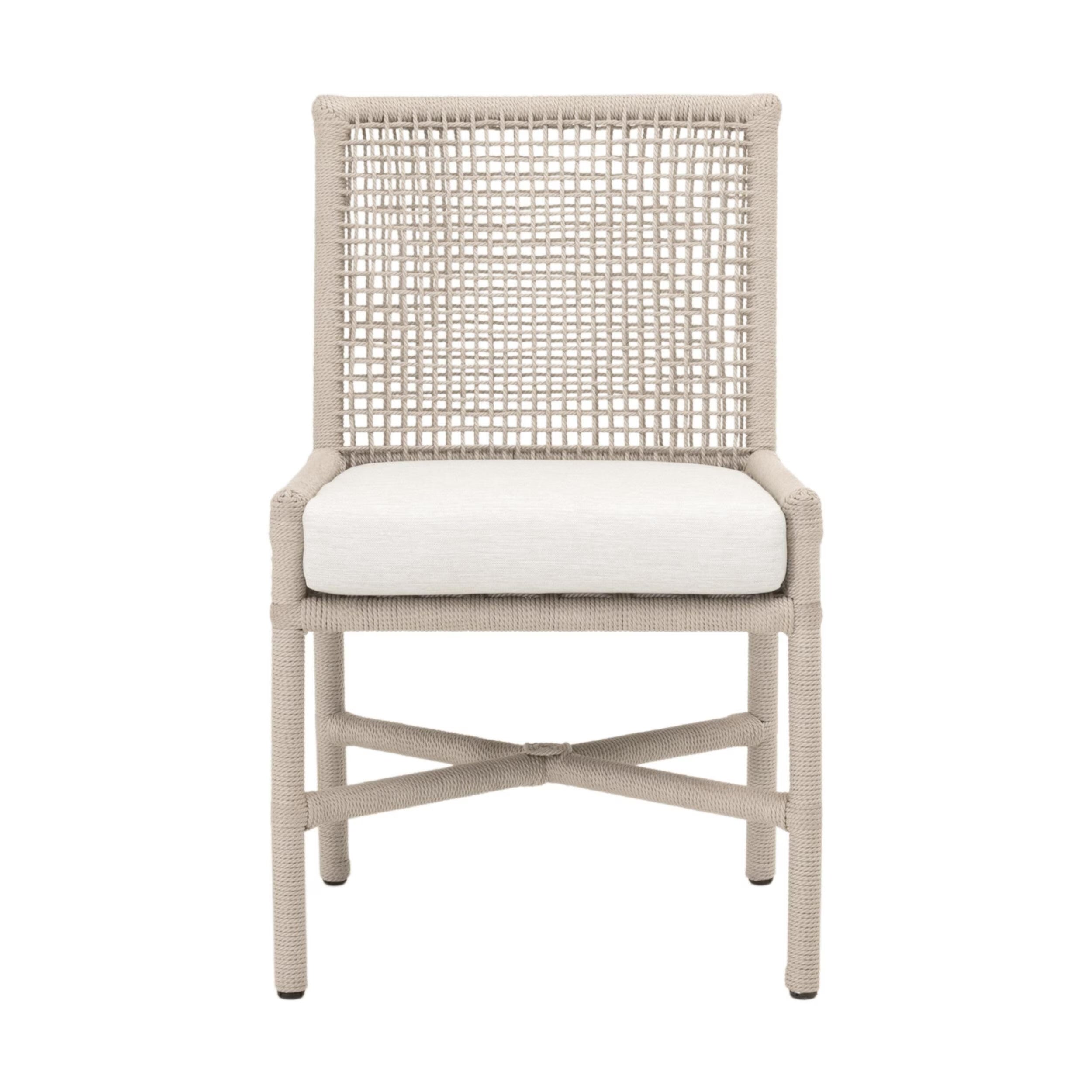 Essentials For Living Seaside Indoor/ Outdoor Dining Chairs  ~ Oyster Twist Rope, Performance White Speckle ~ Set Of Two - Image 1