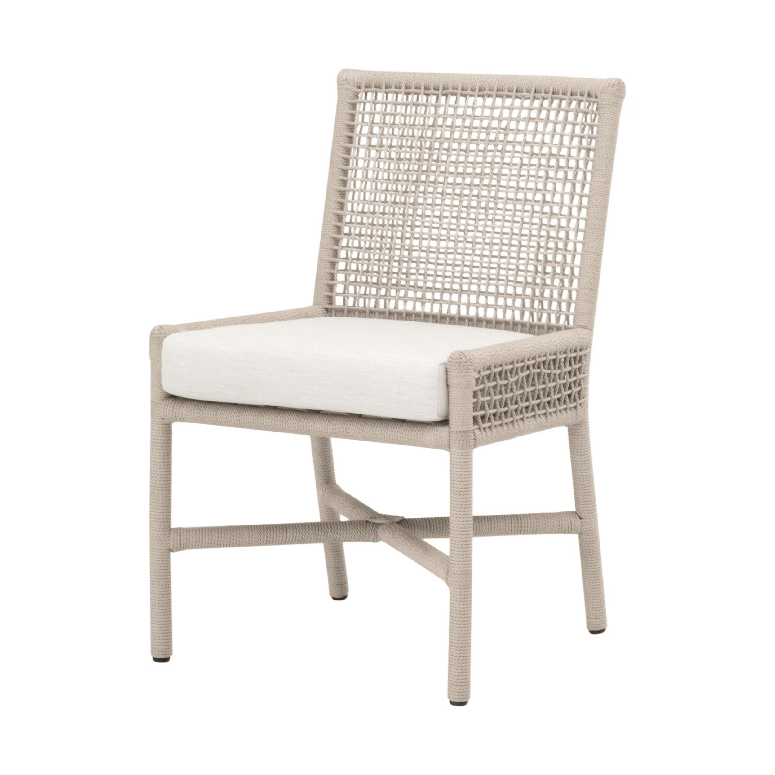 Essentials For Living Seaside Indoor/ Outdoor Dining Chairs  ~ Oyster Twist Rope, Performance White Speckle ~ Set Of Two - Image 2
