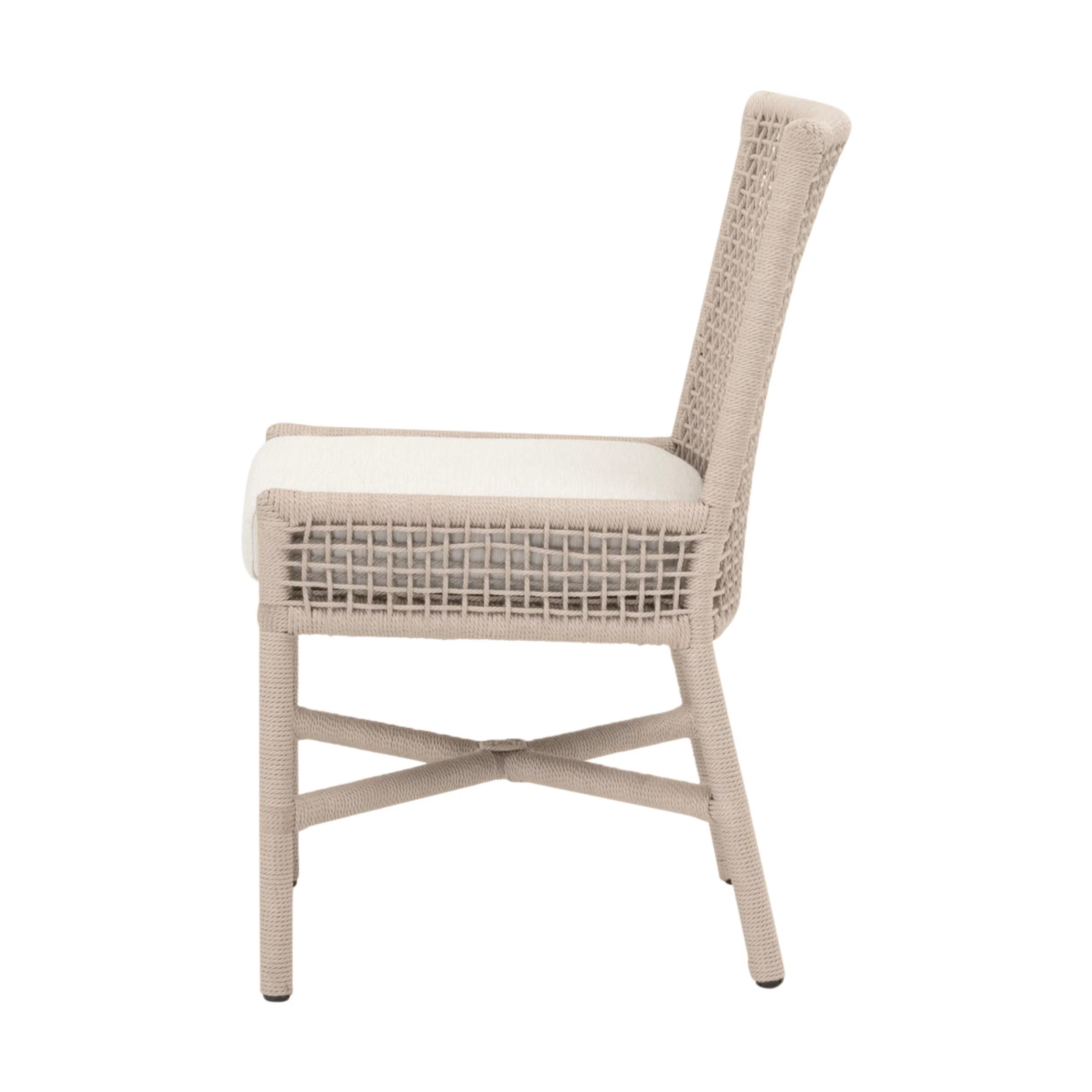 Essentials For Living Seaside Indoor/ Outdoor Dining Chairs  ~ Oyster Twist Rope, Performance White Speckle ~ Set Of Two - Image 3