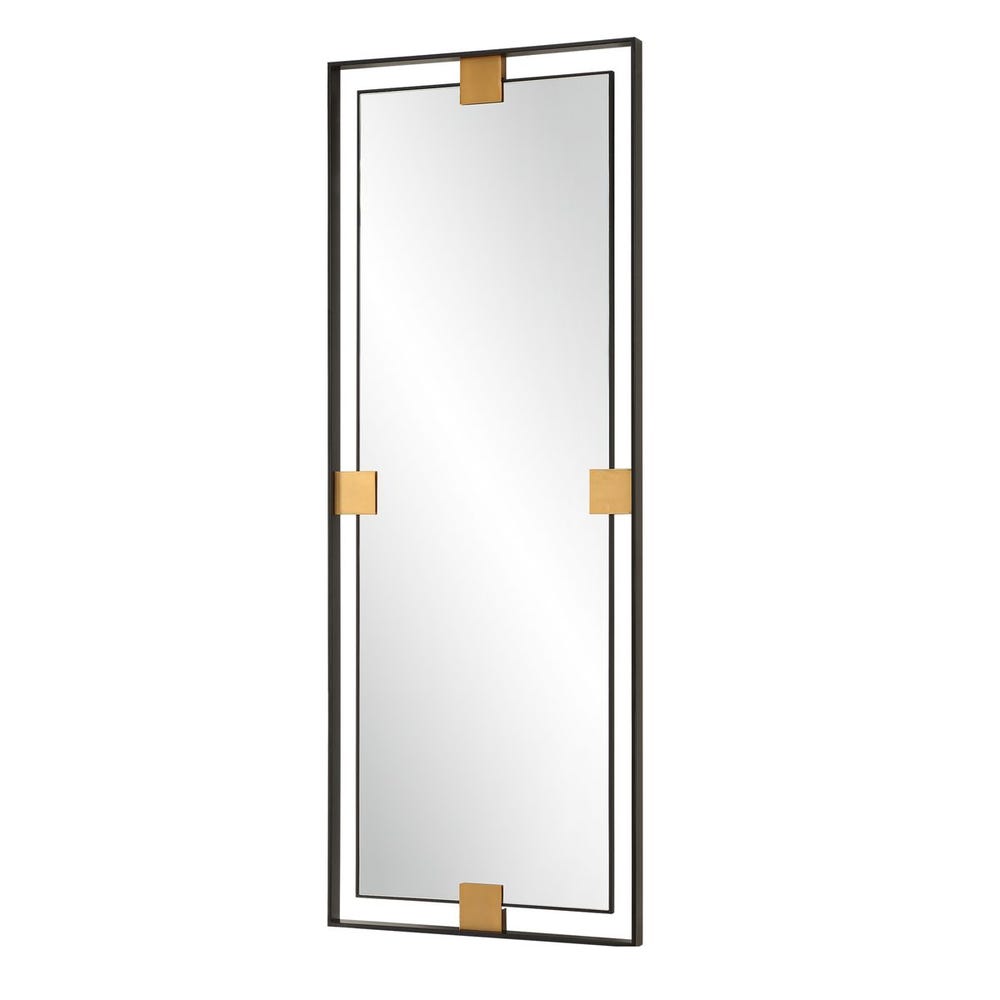 Uttermost Cornerstone Sleek Satin Black And Brushed Brass Mirror - Image 3