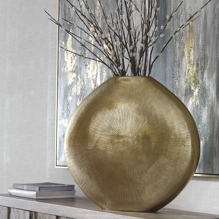 Uttermost Gretchen Gold Contemporary Textured Vase - Image 1