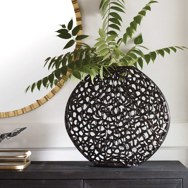 Uttermost Web Dark Bronze Contemporary Vase - Image 1