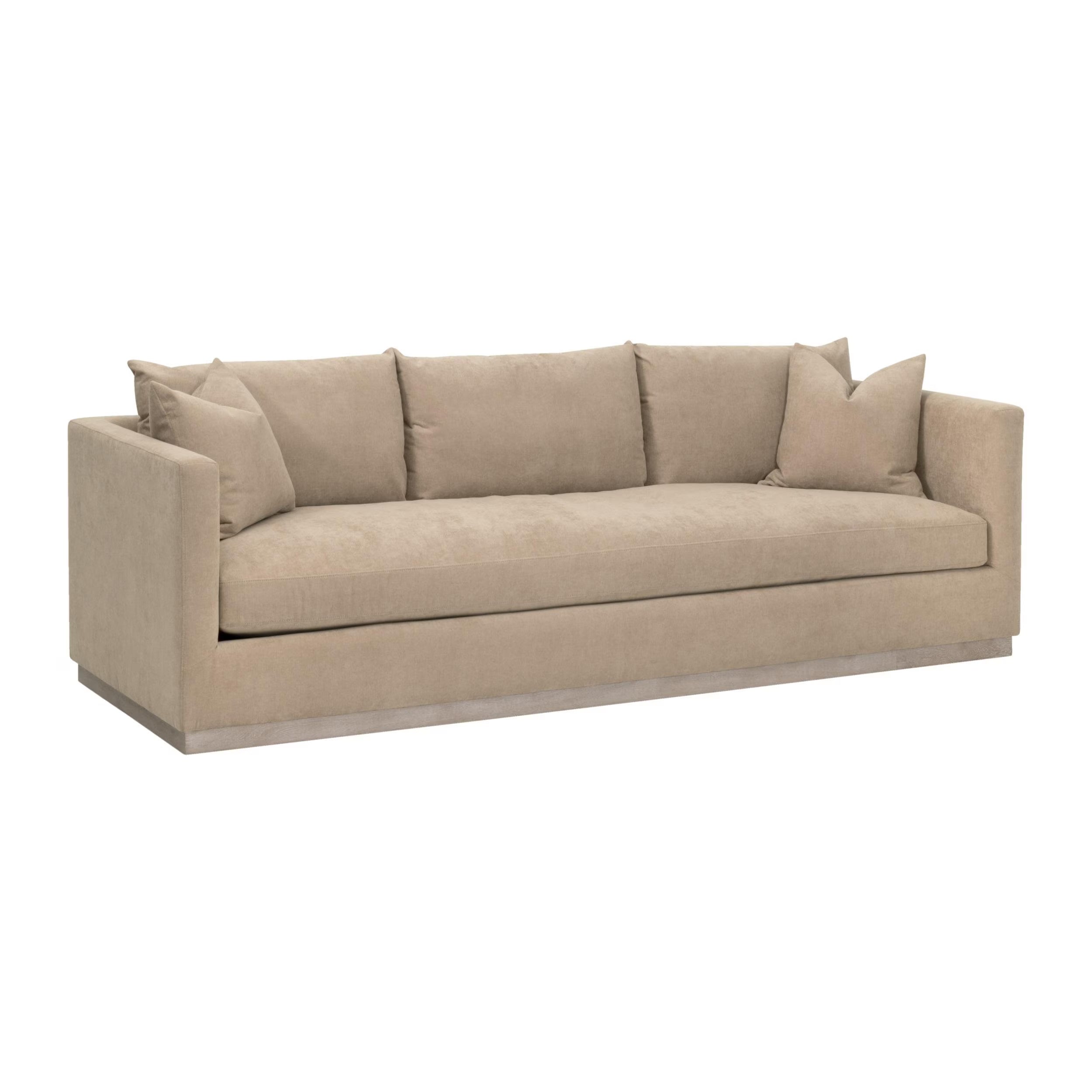 Essentials For Living Siena 96” Plinth Base Sofa ~ Performance Camel, Natural Gray Oak - Image 2