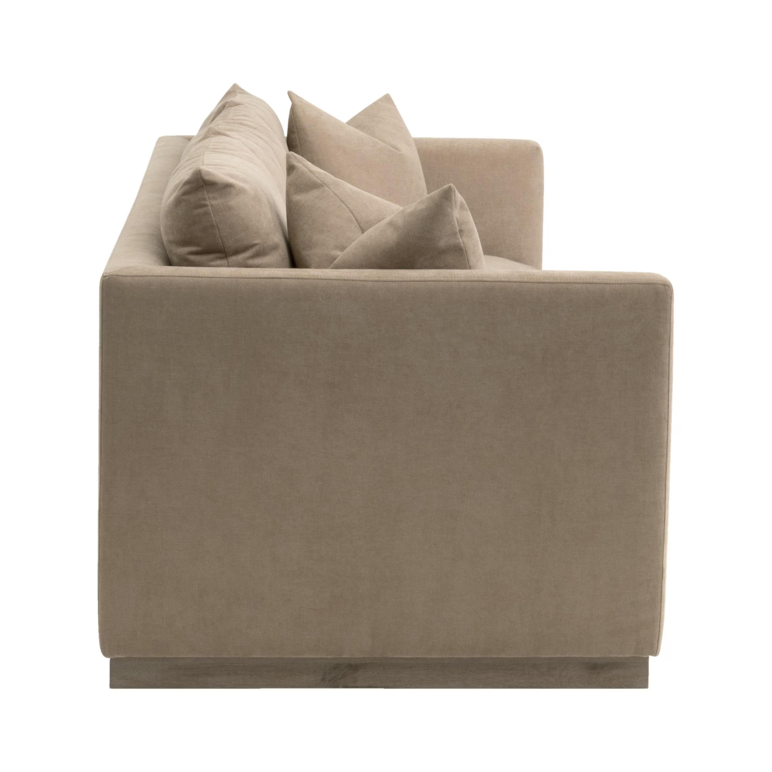 Essentials For Living Siena 96” Plinth Base Sofa ~ Performance Camel, Natural Gray Oak - Image 3
