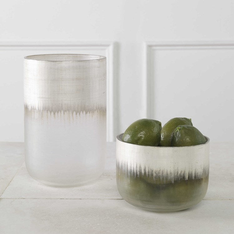 Uttermost Frost Etched Glass Set of 2 Vases - Image 2