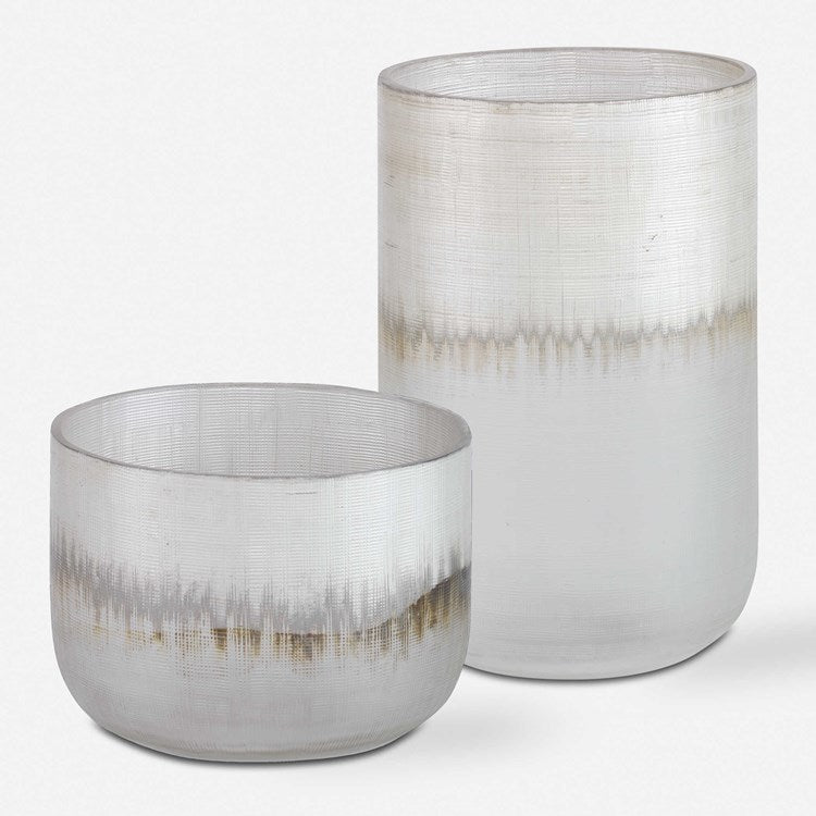 Uttermost Frost Etched Glass Set of 2 Vases - Image 3