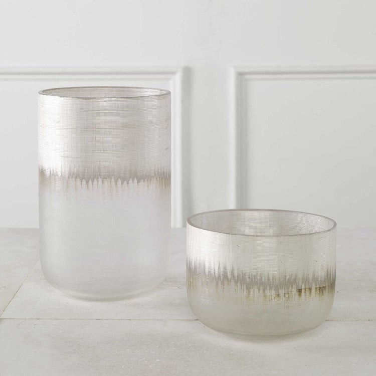Uttermost Frost Etched Glass Set of 2 Vases - Image 1