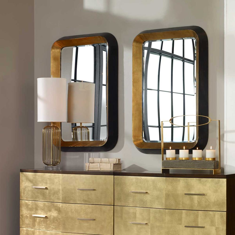 Uttermost Niva Iron Metallic Gold Leaf Mirror - Image 1