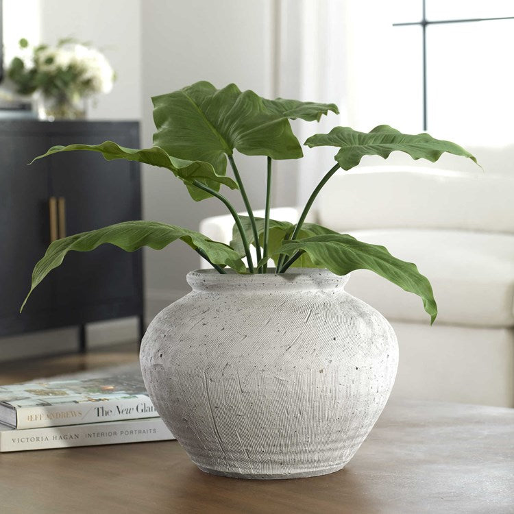 Uttermost Floreana White Textured Round Ceramic Vase - Image 2