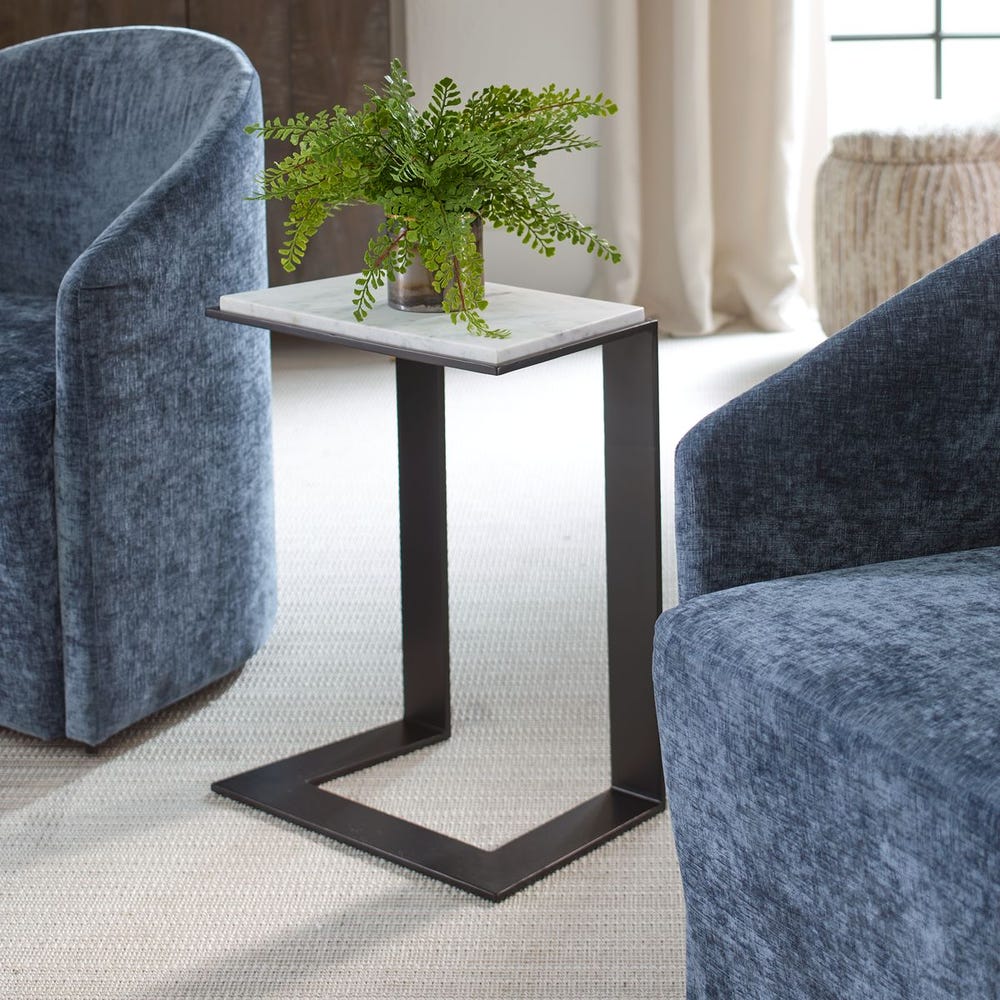 Uttermost Kenora White Marble And Black Accent Table - Image 2