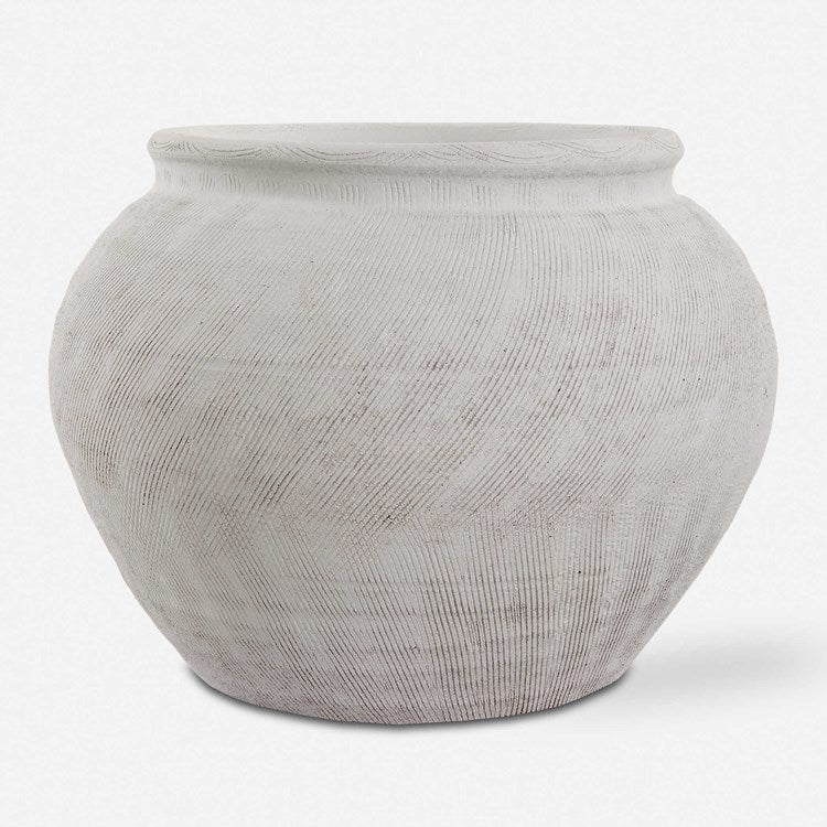 Uttermost Floreana White Textured Round Ceramic Vase - Image 3
