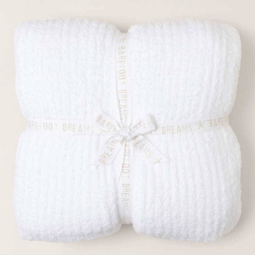 Barefoot Dreams CozyChic White Ribbed Bed Blanket Available in Queen and King Sizes - Image 1