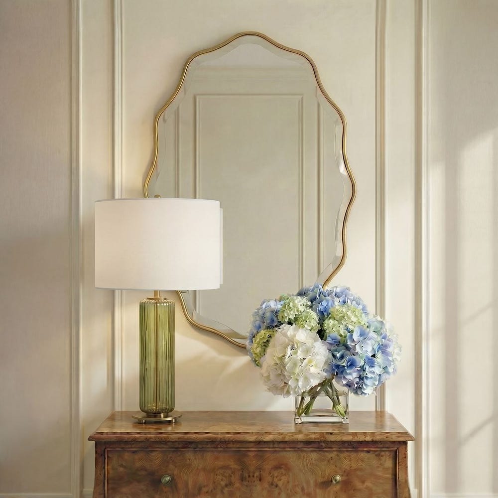 Casa Bella Living Wavy Gold Oval Framed Mirror