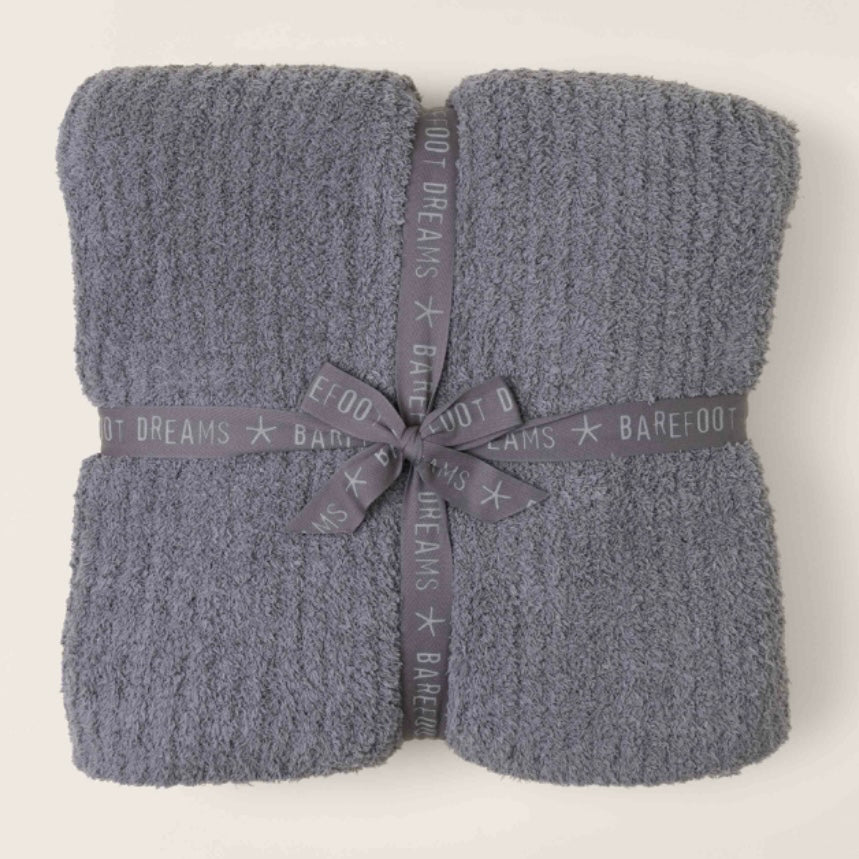 Barefoot Dreams CozyChic Graphite Ribbed Bed Blanket Available in Queen and King Sizes - Image 1