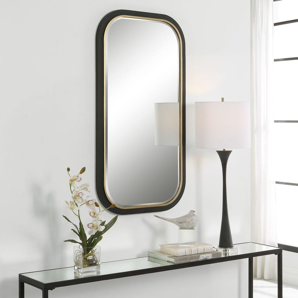 Uttermost Nevaeh Satin Black With Gold Leaf Mirror - Image 2