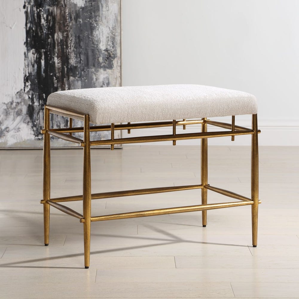 Uttermost Karleen Antique Brass Small Bench - Image 2