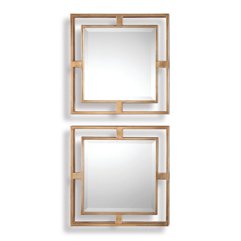 Uttermost Allick Square Antique Leaf Square Mirrors ~ Set Of 2 - Image 3